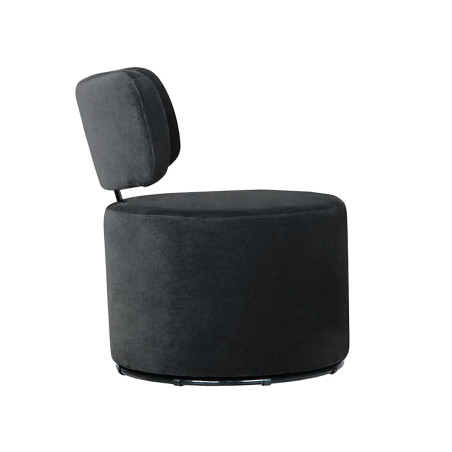 Fauteuil SITS en velours Mokka coloris anthracite avec pied pivotant - Vue de profil I Axodeco.fr