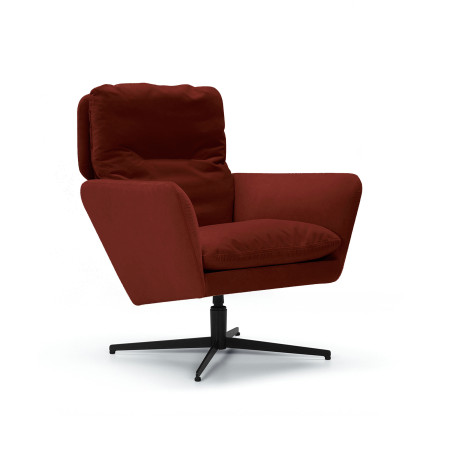 Fauteuil SITS en velours Amy coloris deep orange avec pied pivotant - Vue latérale I Axodeco.fr