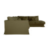 Canapé d'angle SITS set°3 angle droit pur lin Heaven coloris Olive avec jupette -  Vue de profil I Axodeco.fr Canapé d'angle SITS set°3 angle droit pur lin Heaven coloris Olive avec jupette -  Vue de profil I Axodeco.fr