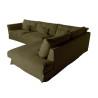 Canapé d'angle SITS set°3 angle droit pur lin Heaven coloris Olive avec jupette -  Vue latérale gauche I Axodeco.fr Canapé d'angle SITS set°3 angle droit pur lin Heaven coloris Olive avec jupette -  Vue latérale gauche I Axodeco.fr