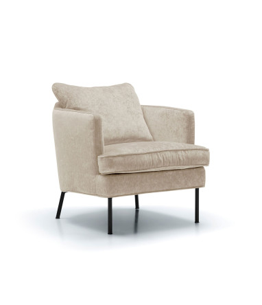 Fauteuil SITS en velours chenillé Julia coloris Natur avec pieds métal - Vue latérale I Axodeco.fr