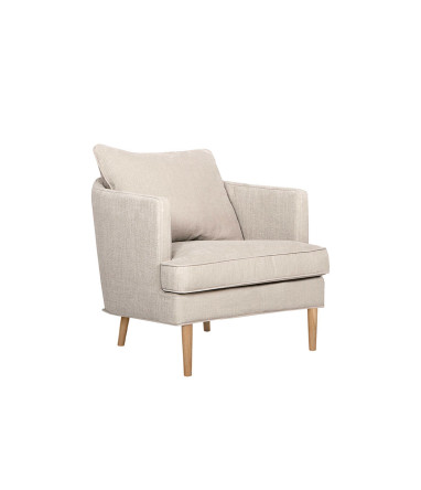 Fauteuil SITS en tissu naturel coton/lin Julia coloris natur avec pieds bois - Vue latérale I Axodeco.fr