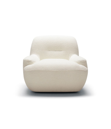 Fauteuil SITS tissu bouclette Uma coloris off-white avec pied pivotant - Vue de face I Axodeco.fr