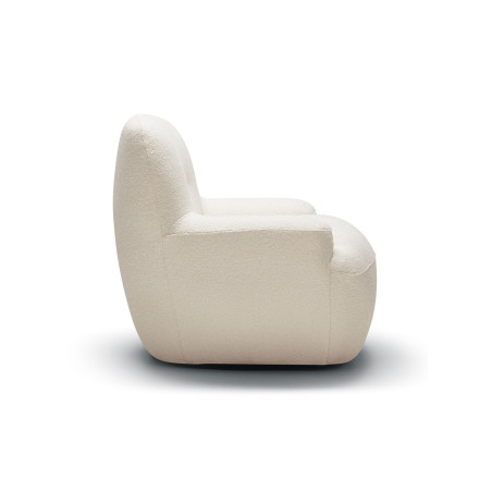 Fauteuil SITS tissu bouclette Uma coloris off-white avec pied pivotant - Vue de profil I Axodeco.fr