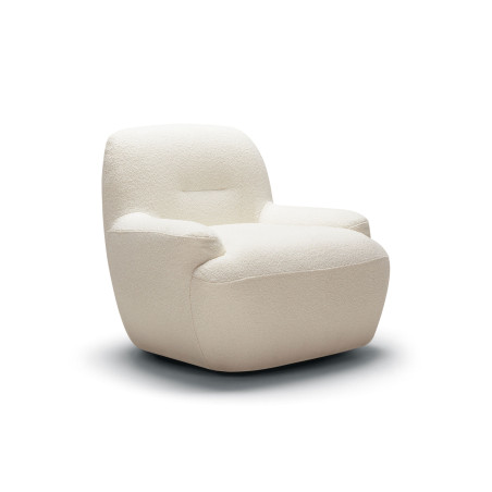 Fauteuil SITS tissu bouclette Uma coloris off-white avec pied pivotant - Vue de latérale I Axodeco.fr