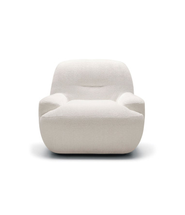 Fauteuil SITS en tissu chenille 100% recyclé Uma coloris light grey avec pied pivotant - Echantillon tissu I Axodeco.fr