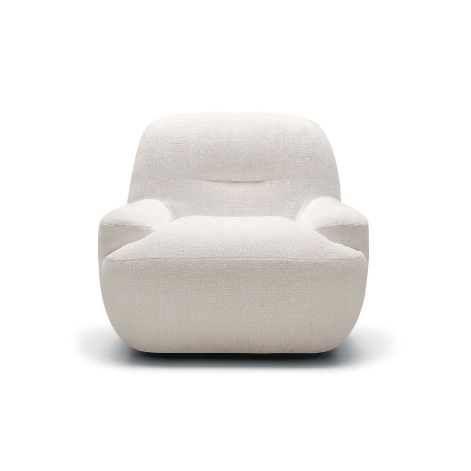 Fauteuil SITS en tissu chenille 100% recyclé Uma coloris light grey avec pied pivotant - Echantillon tissu I Axodeco.fr