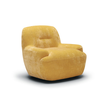 Fauteuil SITS en velours chenillé Uma coloris warm yellow avec pied pivotant - Vue latérale I Axodeco.fr