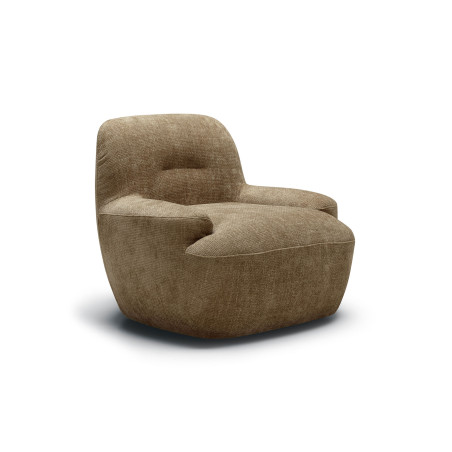 Fauteuil SITS en tissu chenillé Uma coloris teddy brown avec pied pivotant - Vue latérale I Axodeco.fr