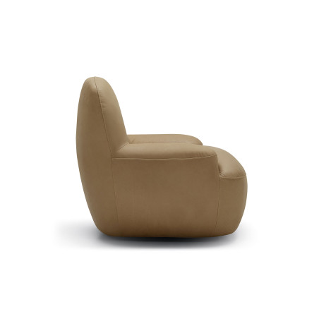 Fauteuil SITS en cuir Uma coloris latte avec pied pivotant - Vue de profil I Axodeco.fr