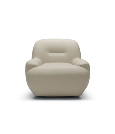 Fauteuil SITS en cuir Uma coloris latte avec pied pivotant - Vue de dessus I Axodeco.fr
