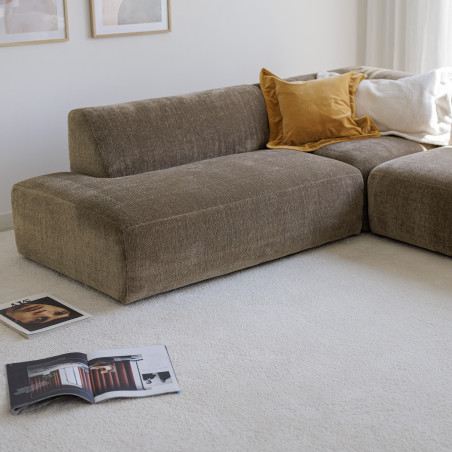 Canapé d'angle SITS en tissu chenille 100% recyclé coloris gold beige, angle à gauche - Ambiance I Axodeco.fr