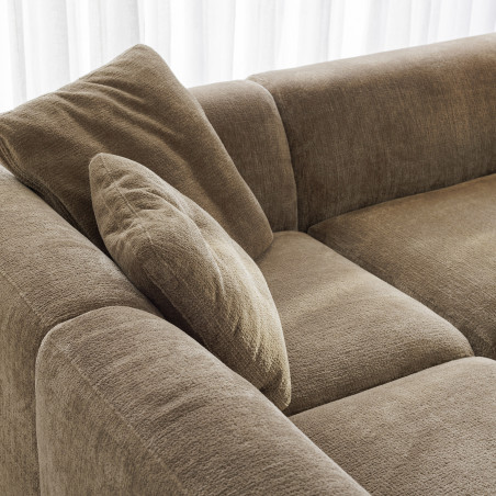 Canapé d'angle SITS en tissu chenille 100% recyclé coloris gold beige, angle à gauche - Ambiance I Axodeco.fr