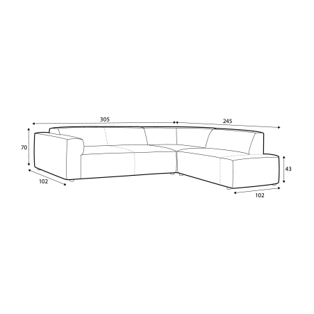 Canapé d'angle SITS en tissu chenille 100% recyclé - Dimensions I Axodeco.fr