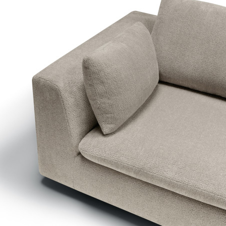 Canapé d'angle SITS en tissu chenille 100% recyclé Milou coloris light grey, angle à droite  - Zoom accoudoir I Axodeco.fr