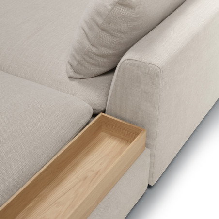Canapé d'angle SITS en tissu chenille recyclé Milou avec pieds bois coloris nature- Zoom I Axodeco.fr