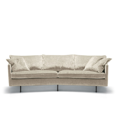 Canapé SITS en velours chenillé Julia 3XL coloris Turquoise avec pieds métal - Vue de face I Axodeco.fr