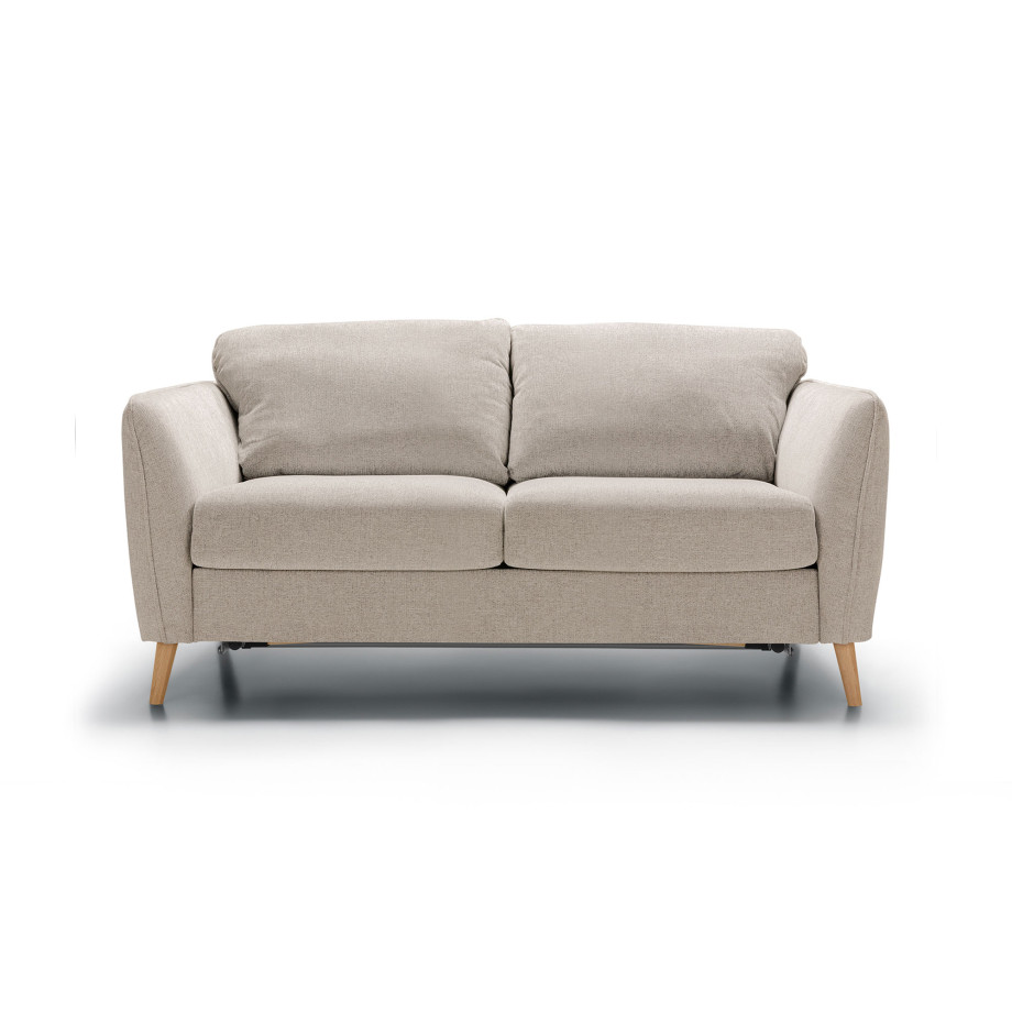 Canapé convertible SITS 3 places en tissu chiné Lucy coloris natur avec pieds bois - Vue de face I Axodeco.fr