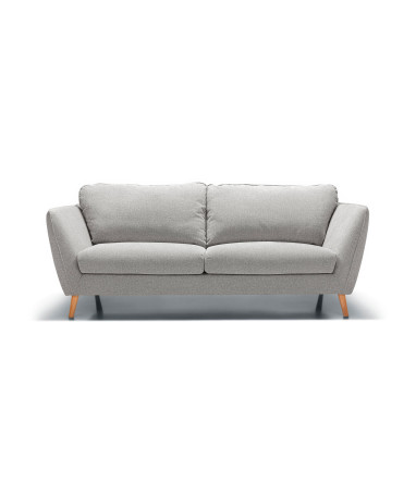 Canapé SITS 2 places en tissu chenille coloris light grey Stella avec pieds bois - Vue latérale | Axodeco.fr