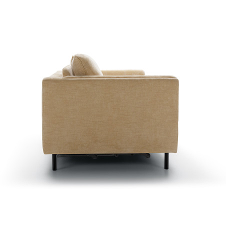 Canapé convertible SITS 2,5 places en tissu chenille Pixie avec pieds metal coloris nude  - Vue de profil I Axodeco.fr