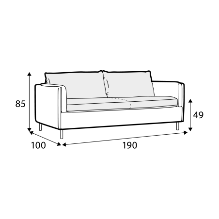 Canapé convertible SITS 2,5 places en tissu chenille Pixie avec pieds metal - Dimensions I Axodeco.fr