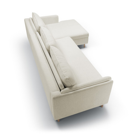 Canapé d'angle convertible SITS en tissu chenille 100% recyclé off-white, angle à droite - Vue de dessus I Axodeco.fr