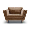 Fauteuil SITS en velours chenille Nova avec pieds bois coloris teddy brown - Vue de face I Axodeco.fr
