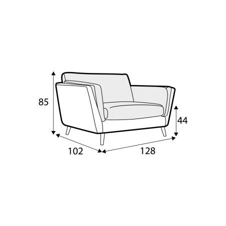 Fauteuil SITS en velours chenille Nova avec pieds bois - Dimensions I Axodeco.fr