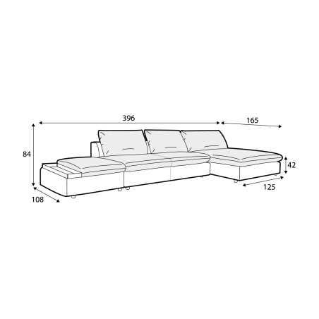 Canapé d’angle SITS en tissu chiné Milou avec pieds bois - Dimensions I Axodeco.fr