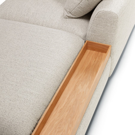 Canapé d’angle SITS en tissu chiné Milou avec pieds bois coloris nature - Zoom plateau I Axodeco.fr