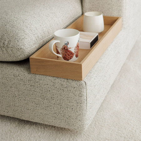 Canapé d’angle SITS en tissu chiné Milou avec pieds bois coloris nature - Ambiance I Axodeco.fr