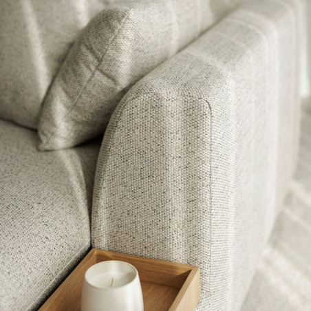 Canapé d’angle SITS en tissu chiné Milou avec pieds bois coloris nature - Ambiance I Axodeco.fr