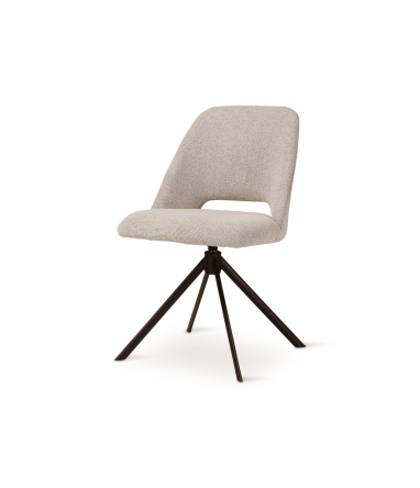 Lot  de 2 chaises CASTLE LINE en tissu chiné  Omis avec pied pivotant en métal coloris natural - Vue latérale I Axodeco.fr