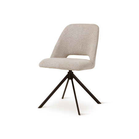 Lot  de 2 chaises CASTLE LINE en tissu chiné  Omis avec pied pivotant en métal coloris natural - Vue latérale I Axodeco.fr