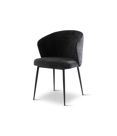 Chaise Lot CASTLE LINE avec pieds en métal noir coloris Anthracite - Vue latérale I Axodeco.fr