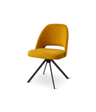 Chaise pivotante Joy CASTLE LINE en velours avec pied en métal noir coloris Ocre I Axodeco.fr