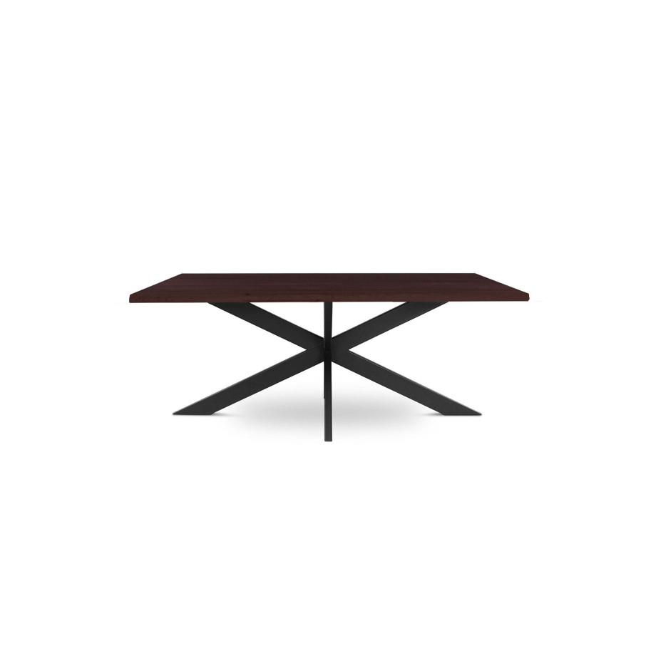 Table de salle à manger en chêne massif et pied métal Jos CASTLE LINE coloris Wengé, longueur 200cm I Axodeco.fr