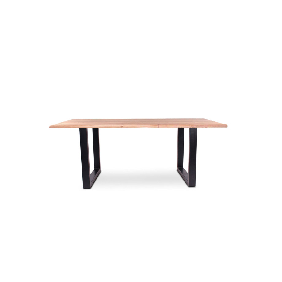 Table de repas en chêne massif Dima CASTLE LINE avec pieds métal noir coloris Naturel Oak, longueur 160cm I Axodeco.fr