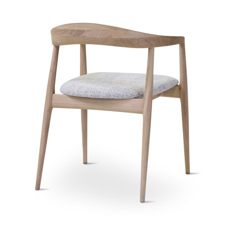 Chaise en chêne PURA avec coussin gris - Vue latérale de dos I Axodeco.fr