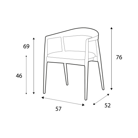 Chaise en chêne PURA avec coussin gris - Dimensions I Axodeco.fr