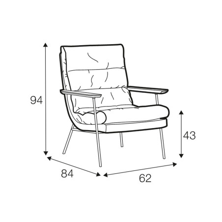 Dimensions fauteuil SITS tissu velours Bill coloris forest green avec accoudoirs plats I Axodeco.fr