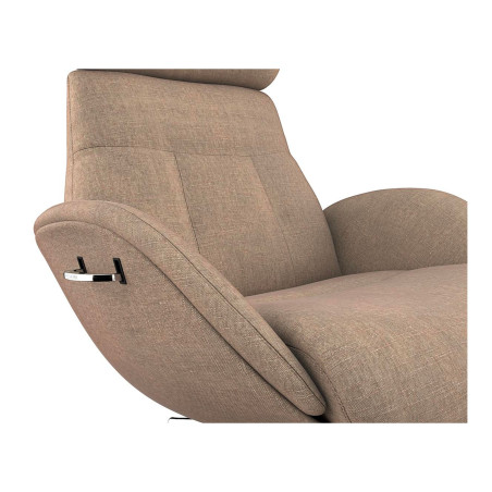 Fauteuil Flexlux en tissu chenille ELEGANT coloris cold beige avec pied pivotant et repose pieds - focus tissu I Axodeco.fr