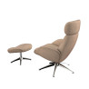 Fauteuil Flexlux en tissu chenille ELEGANT coloris cold beige avec pied pivotant et repose pieds - Vue de dos I Axodeco.fr