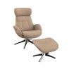 Fauteuil Flexlux en tissu chenille ELEGANT coloris cold beige avec pied pivotant et repose pieds - Vue de face I Axodeco.fr