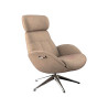 Fauteuil Flexlux en tissu chenille ELEGANT coloris cold beige avec pied pivotant et repose pieds - Vue latérale I Axodeco.fr