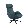 Fauteuil Flexlux en tissu chenille ELEGANT coloris midnight blue avec pied pivotant et repose pieds - Vue latérale I Axodeco.fr