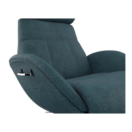 Fauteuil Flexlux en tissu chenille ELEGANT coloris midnight blue avec pied pivotant et repose pieds - focus tissu I Axodeco.fr