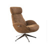 Fauteuil Flexlux en tissu chenille ELEGANT coloris teddy brown avec pied pivotant et repose pieds - Vue latérale I Axodeco.fr
