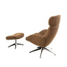 Fauteuil Flexlux en tissu chenille ELEGANT coloris teddy brown avec pied pivotant et repose pieds - Vue de dos I Axodeco.fr