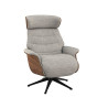 Fauteuil Flexlux en tissu Marina coloris light grey avec coque en bois et pieds pivotants - vue de face I Axodeco.fr